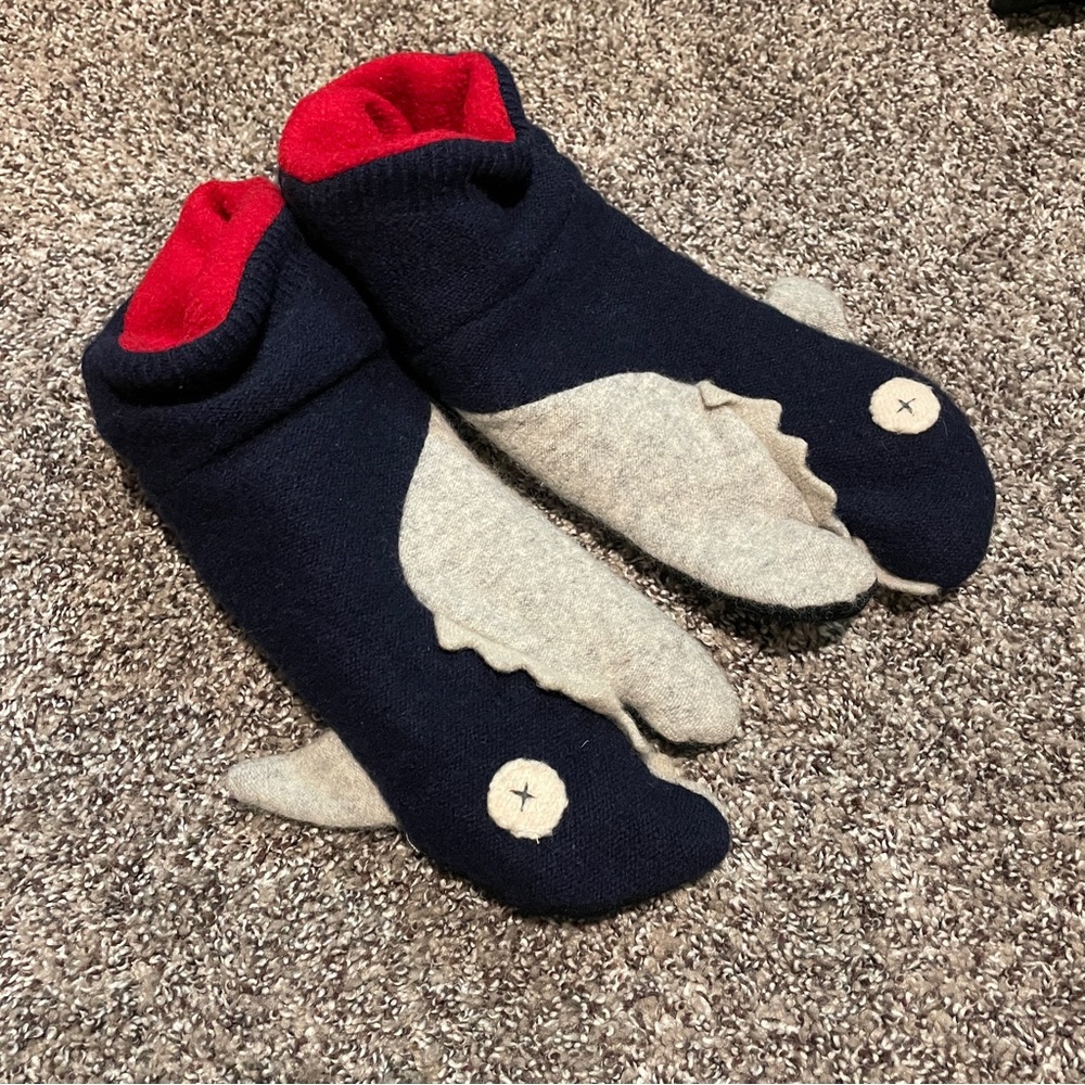 Handmade fleece shark booties